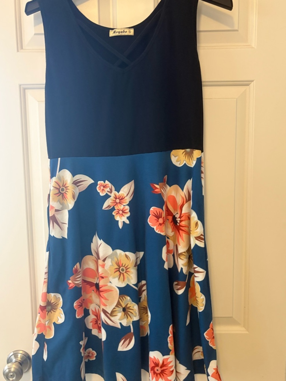 Black Bodice Blue Floral dress